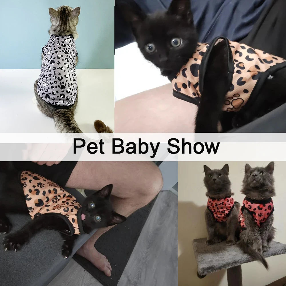 Leopard Print Pet Vest - Breathable Summer T-Shirt for Cats & Small Dogs