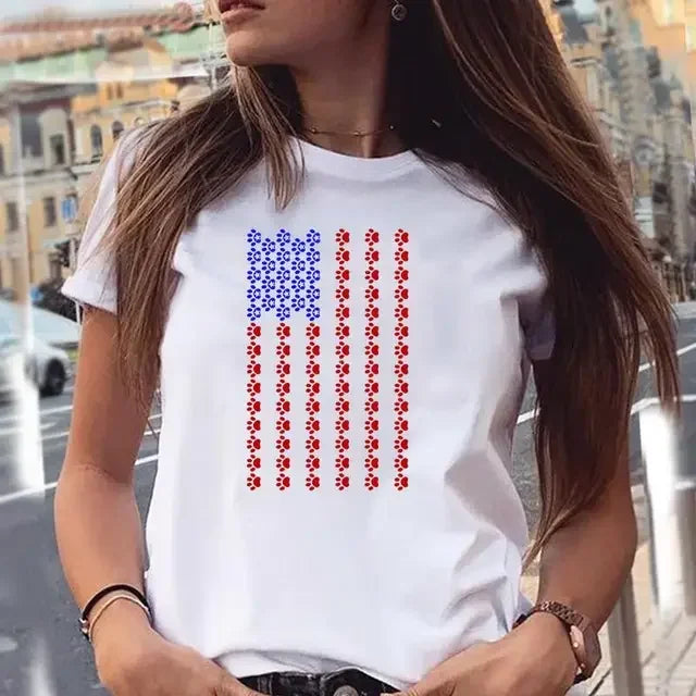 Dog Paw Print Women's T-Shirt - 90s Style Graphic Tee
