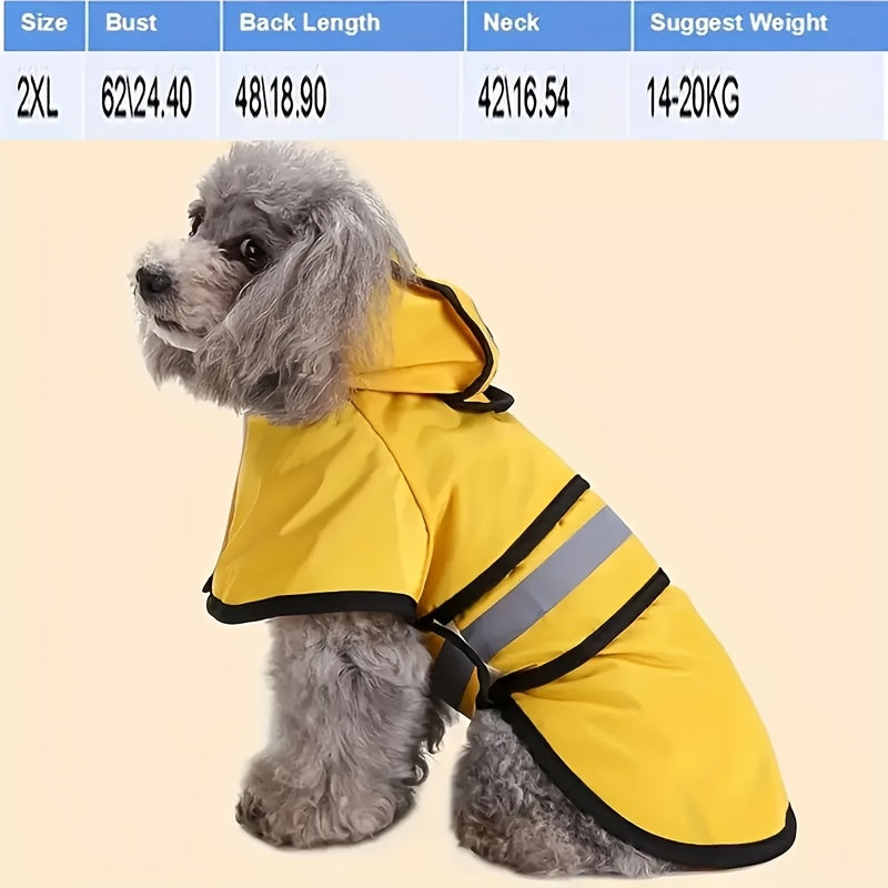 Reflective Waterproof Dog Raincoat - Adjustable Lightweight Rain Jacket