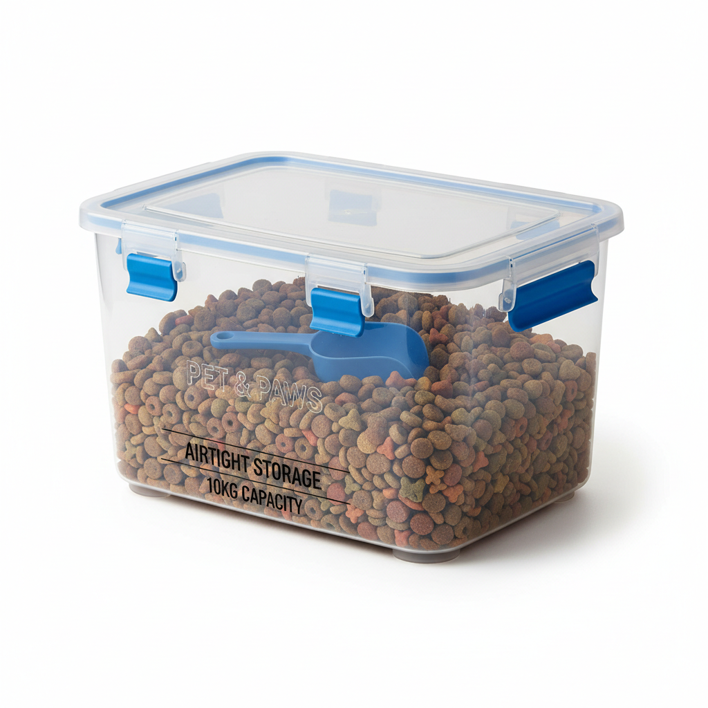 Airtight Pet Food Storage Container - Large Capacity with Scoop for Dog & Cat Food