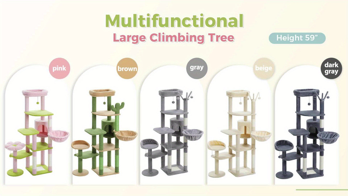 59" Cactus Cat Tree - Multi-Level Tower for Large Cats