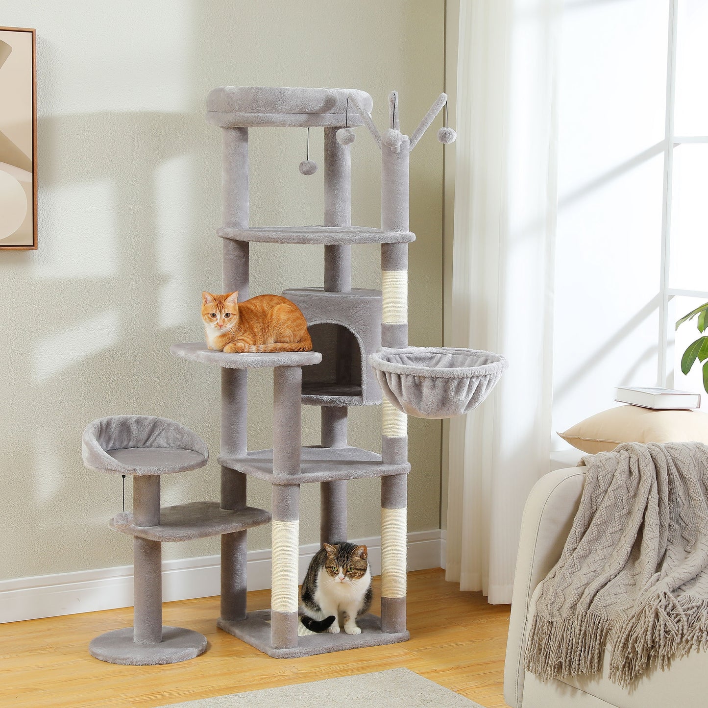 59" Cactus Cat Tree - Multi-Level Tower for Large Cats