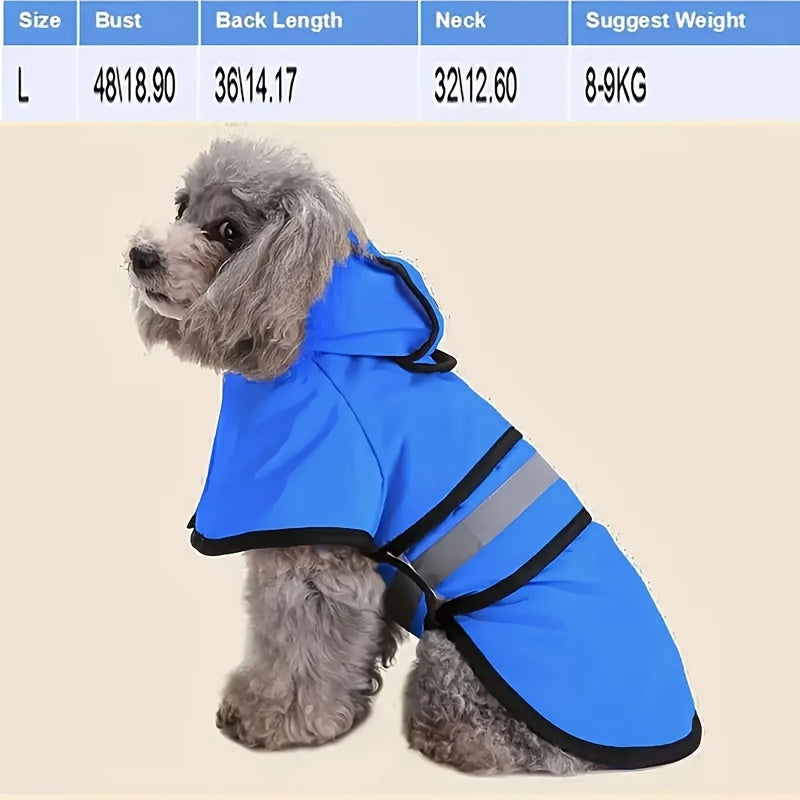 Reflective Waterproof Dog Raincoat - Adjustable Lightweight Rain Jacket