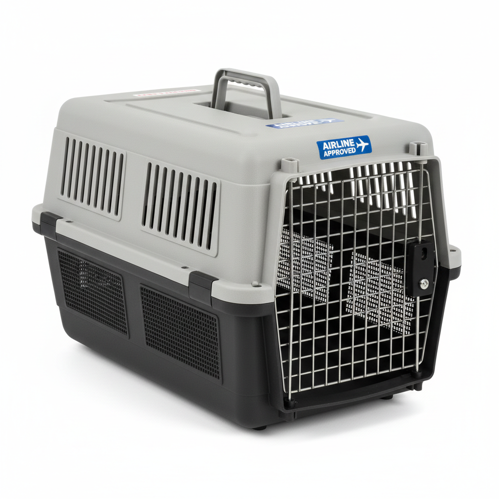 Airline approved hard-shell pet travel crate carrier for medium dogs and cats
