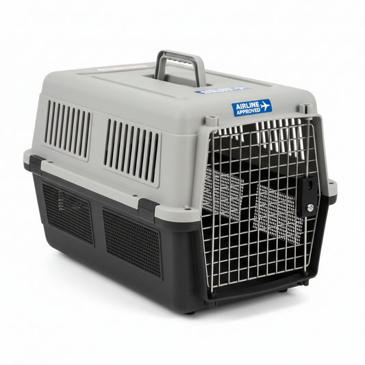 Airline approved hard-shell pet travel crate carrier for medium dogs and cats
