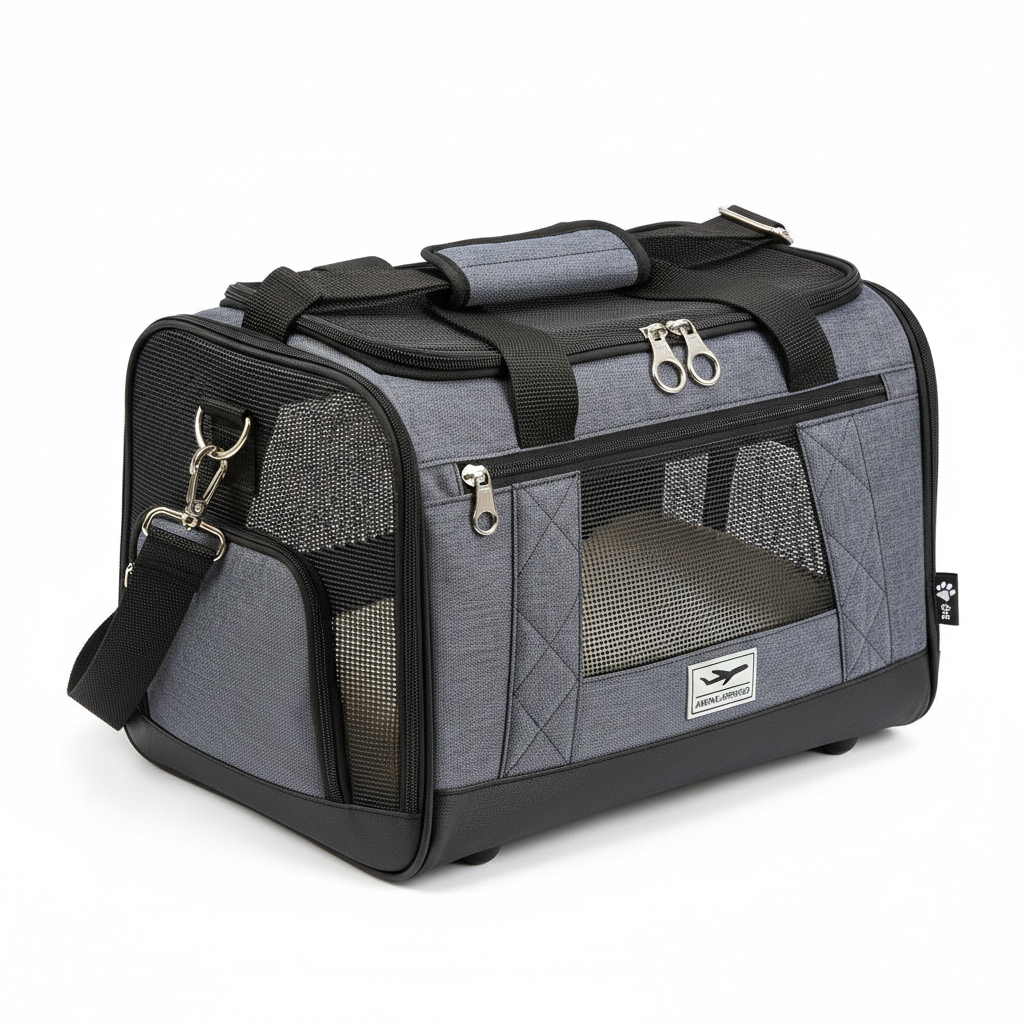 Airline approved soft-sided pet carrier travel bag for cats and small dogs
